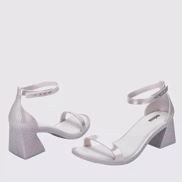 Melissa Lux Heel Prata Branco Metalizado